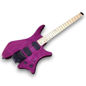 Custom Made Purple Flame Maple Top Headless Style Electric Guitar - Image 2