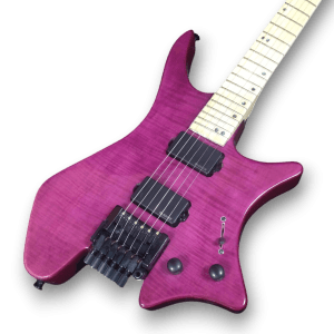 Custom Made Purple Flame Maple Top Headless Style Electric Guitar - Image 3