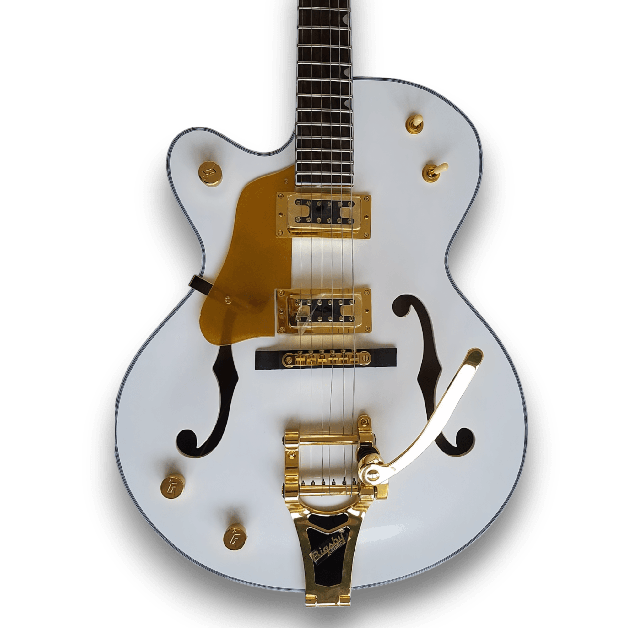 Custom Made White Left Handed Hollow Body Falcon Style 6 Strings Electric Guitar - Image 3