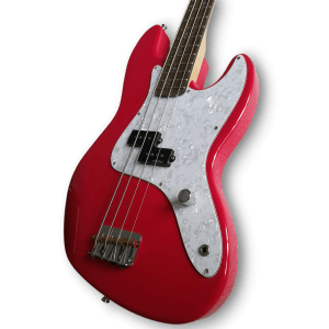 Custom Made Red Mark Hoppus White Pearloid Pickguard Jazz Style 4 Strings Electric Bass - Image 3