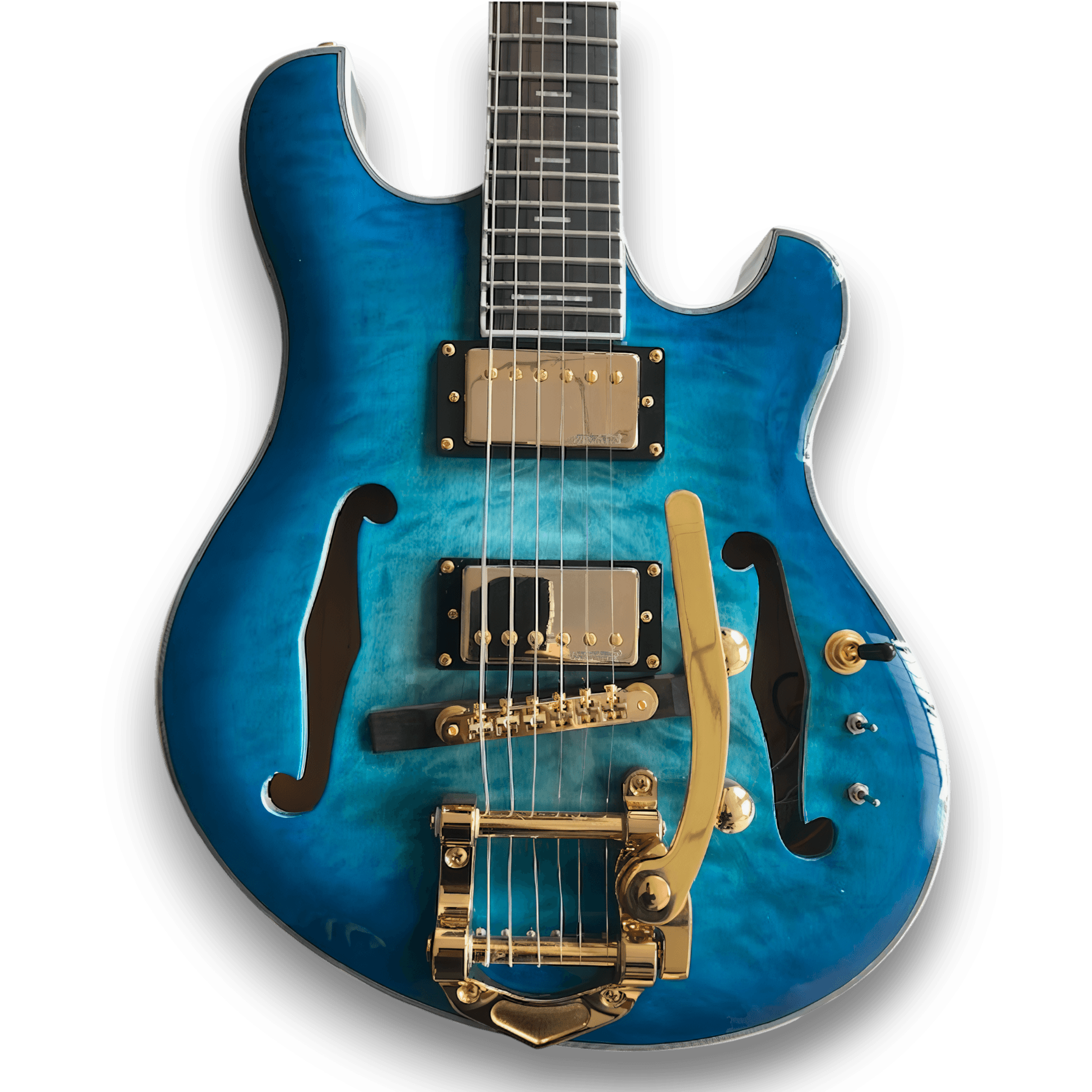Custom Made Blue Burst Trey Anastasio Style Semi-Hollow Flame Maple Top 6 Strings Electric Guitar