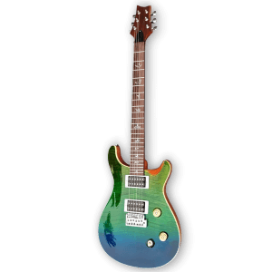 Custom Made Flame Maple Blud Green Fade Top Wood 6 Strings Electric Guitar - Image 2