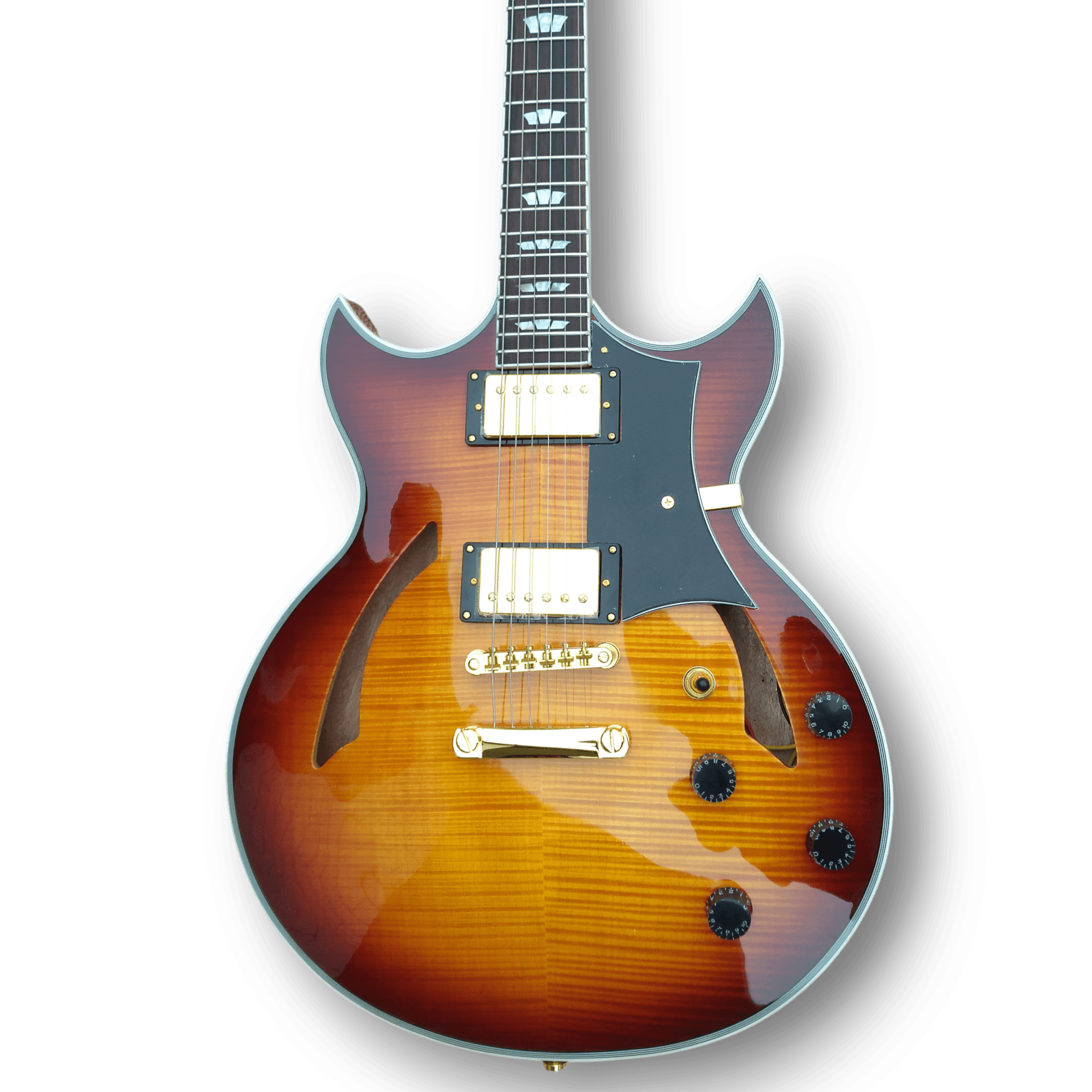 Custom Made Sunburst Johnny A Style Hollowbody Flame Maple Top 6 Strings Electric Guitar