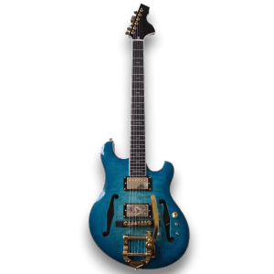 Custom Made Blue Burst Trey Anastasio Style Semi-Hollow Flame Maple Top 6 Strings Electric Guitar - Image 2