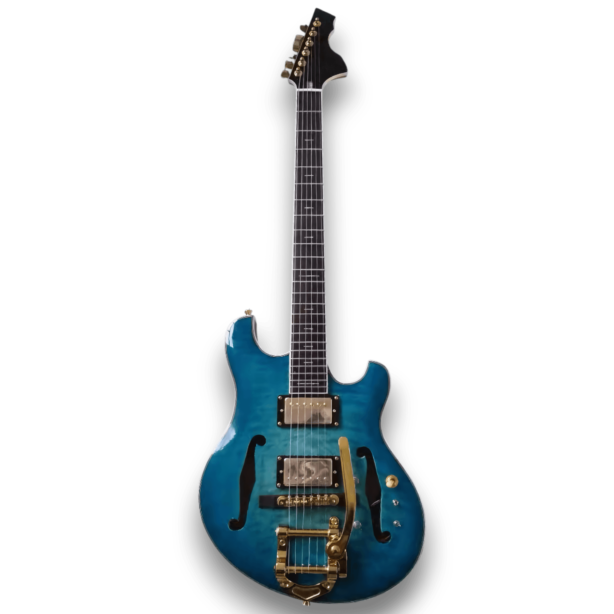 Custom Made Blue Burst Trey Anastasio Style Semi-Hollow Flame Maple Top 6 Strings Electric Guitar - Image 2