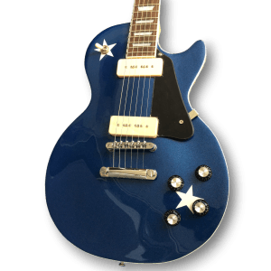 Custom Made Metallic Blue Dany Lademacher LP Style P90 6 Strings Electric Guitar - Image 2