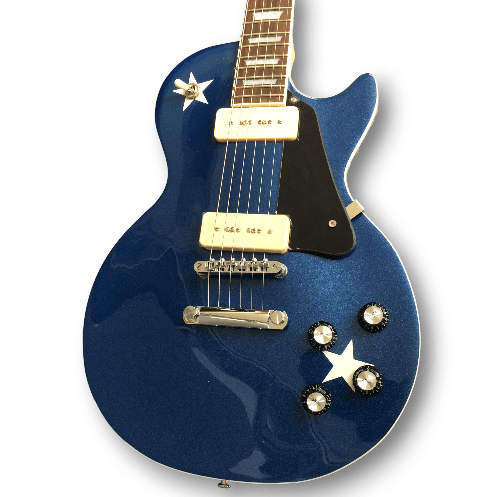 Custom Made Metallic Blue Dany Lademacher LP Style P90 6 Strings Electric Guitar - Image 2