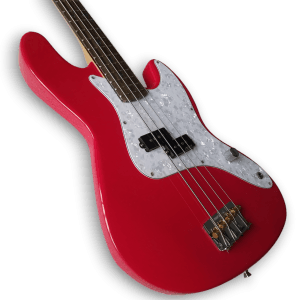Custom Made Red Mark Hoppus White Pearloid Pickguard Jazz Style 4 Strings Electric Bass - Image 4