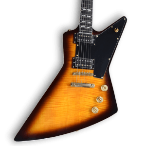 Custom Made Sunburst Flame Maple Top Explorer Style 6 Strings Electric Guitar - Image 2