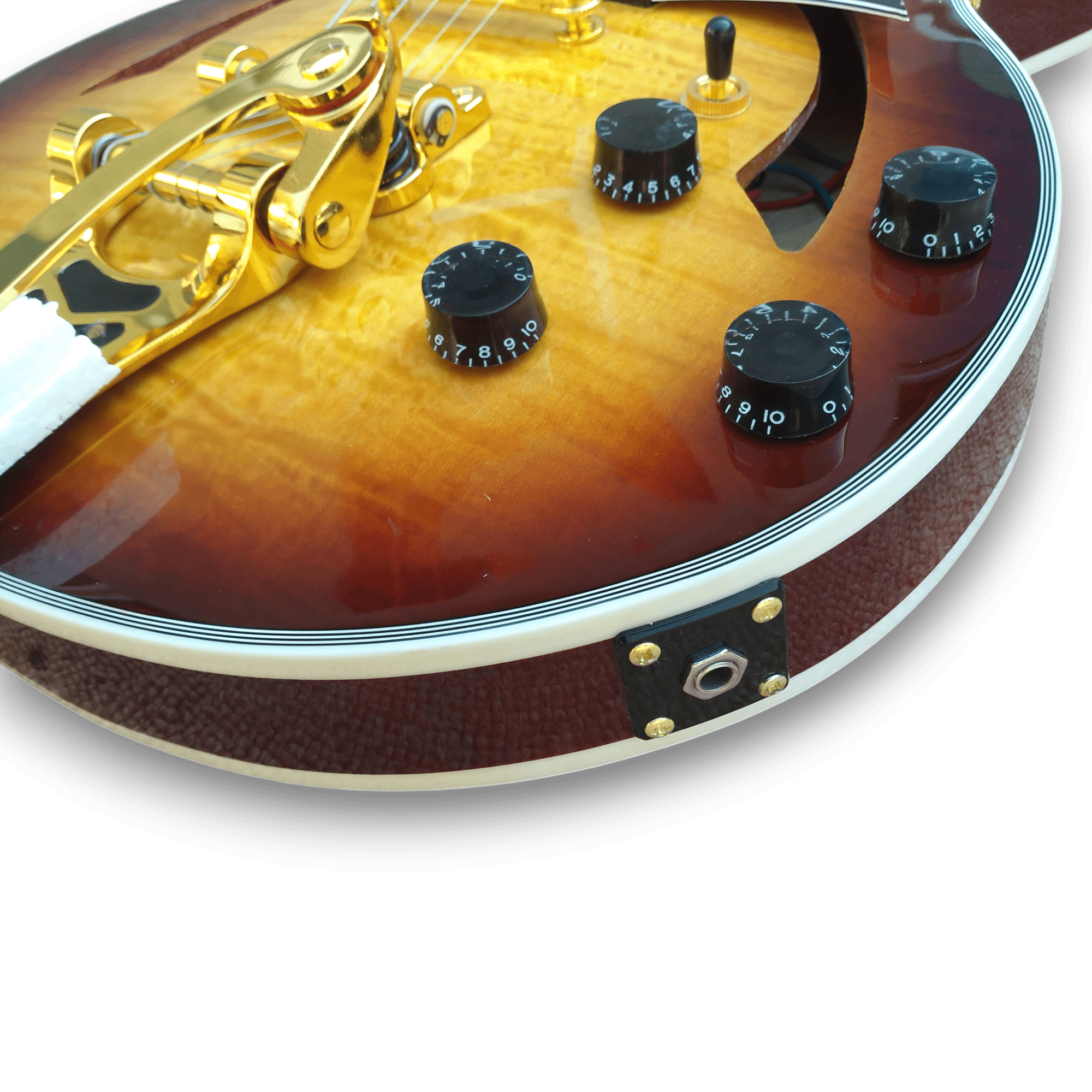 Custom Made Sunburst Hollowbody Johnny A Style Flame Maple Top 6 Strings Electric Guitar - Image 8