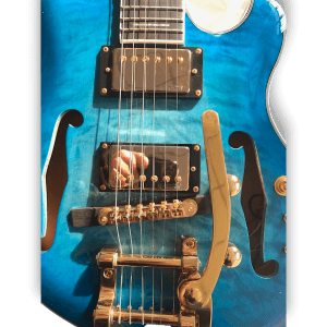 Custom Made Blue Burst Trey Anastasio Style Semi-Hollow Flame Maple Top 6 Strings Electric Guitar - Image 3