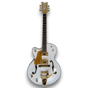 Custom Made White Left Handed Hollow Body Falcon Style 6 Strings Electric Guitar