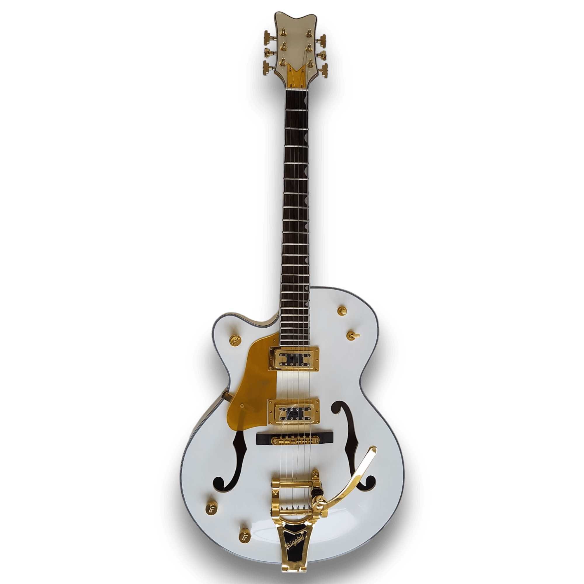 Custom Made White Left Handed Hollow Body Falcon Style 6 Strings Electric Guitar