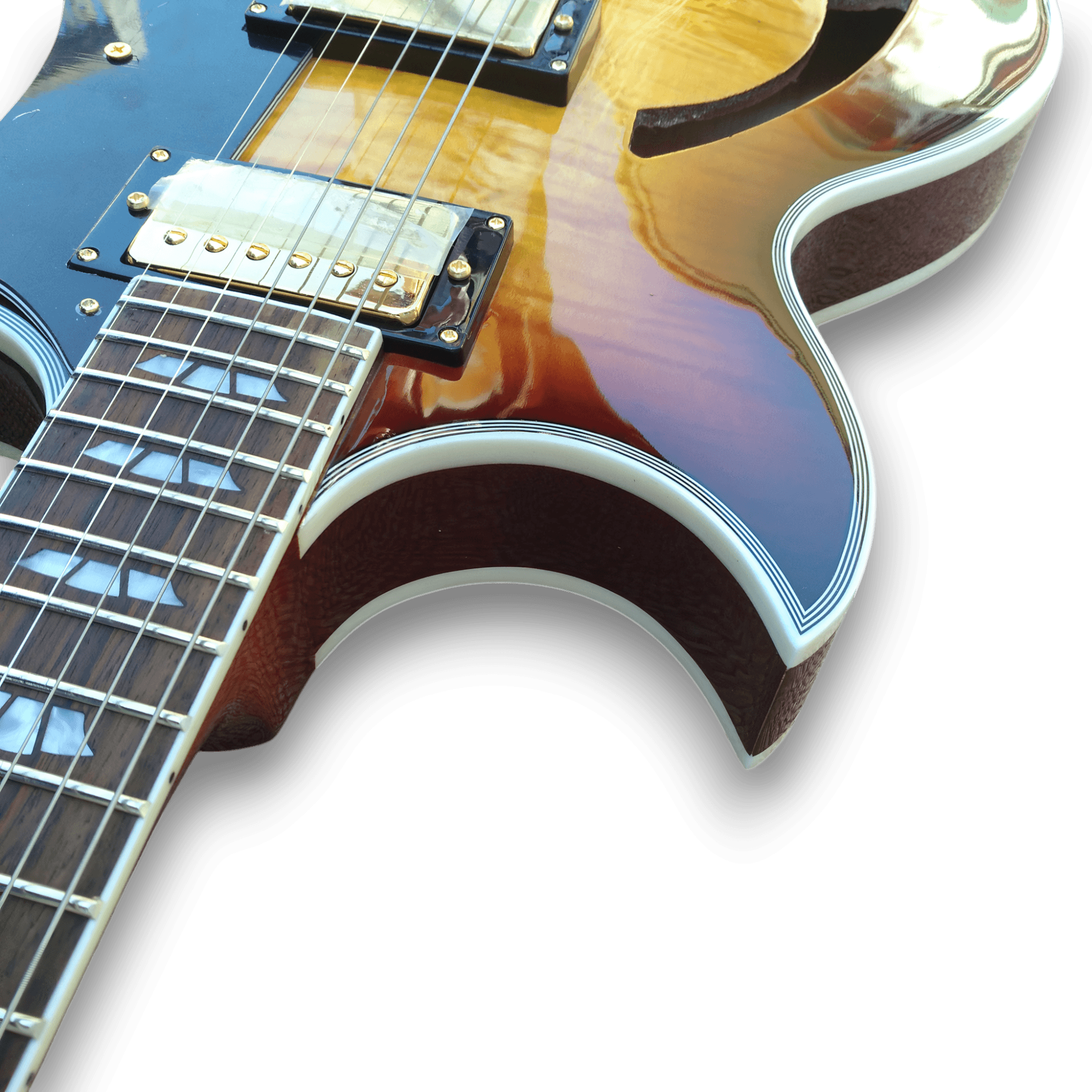 Custom Made Sunburst Hollowbody Johnny A Style Flame Maple Top 6 Strings Electric Guitar - Image 5