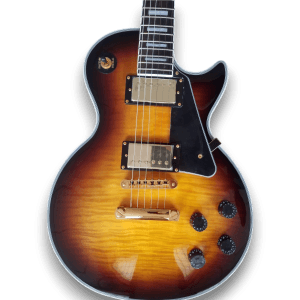 Custom Made Sunburst Flame Maple Top LP Style Electric Guitar 6 Strings