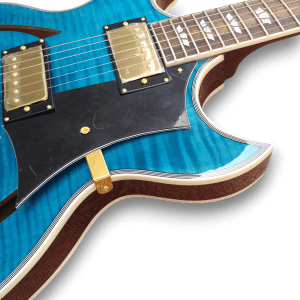Custom Made Johnny A Style Hollowbody Blue Flame Maple Top 6 Strings Electric Guitar - Image 3