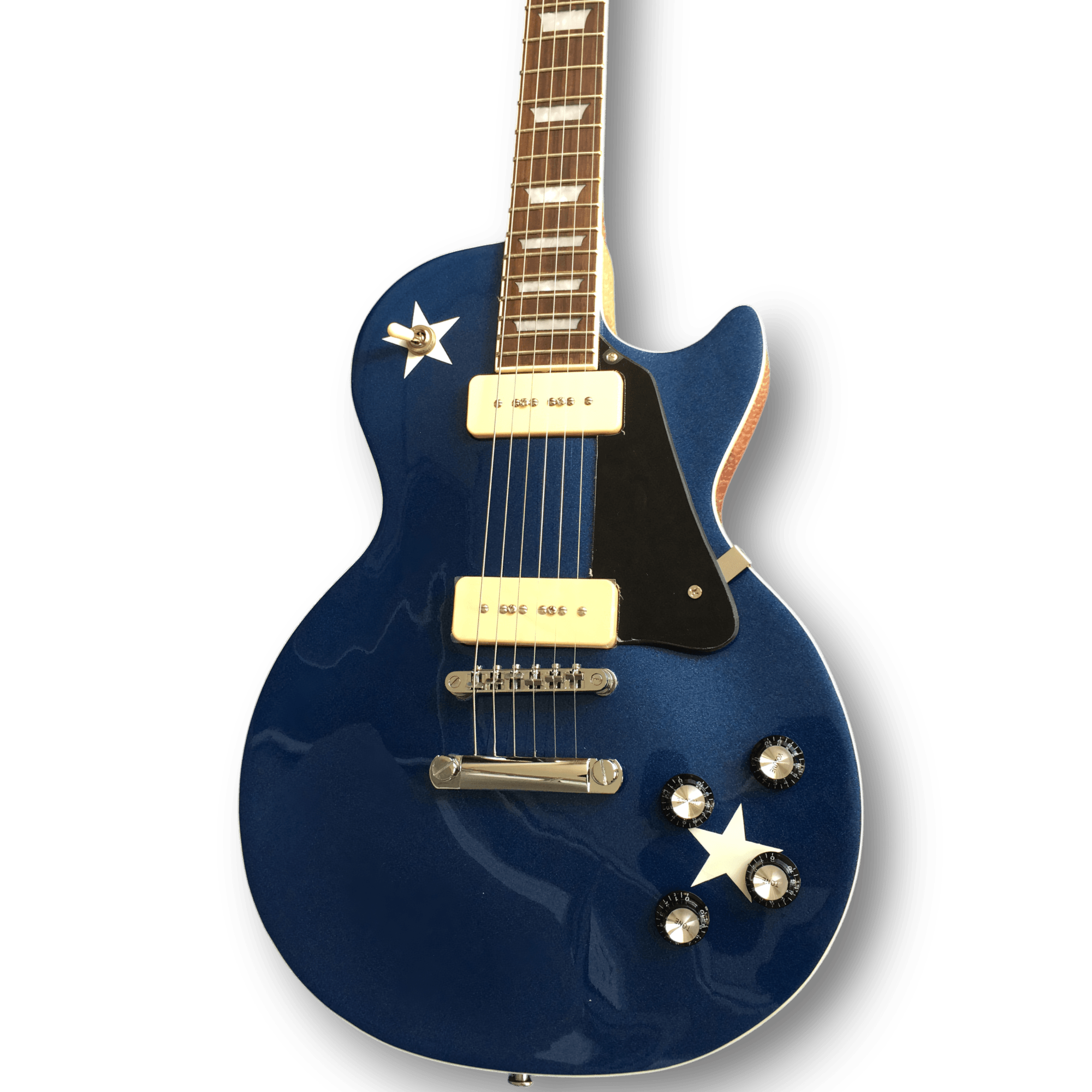 Custom Made Metallic Blue Dany Lademacher LP Style P90 6 Strings Electric Guitar