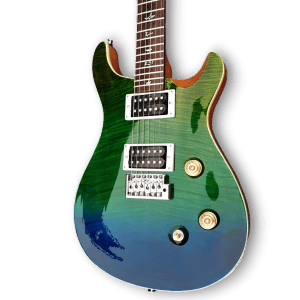Custom Made Flame Maple Blud Green Fade Top Wood 6 Strings Electric Guitar