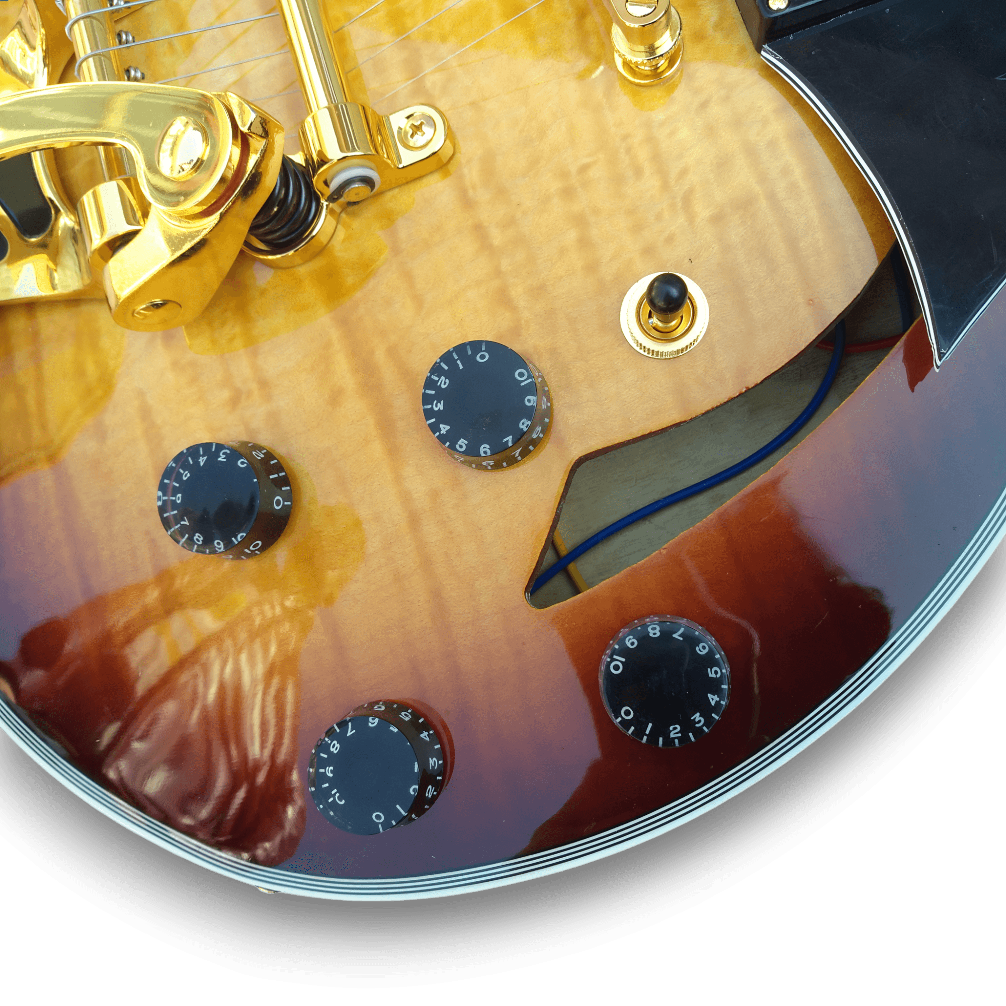 Custom Made Sunburst Hollowbody Johnny A Style Flame Maple Top 6 Strings Electric Guitar - Image 7
