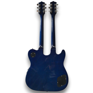 Custom Made Blue Flame Maple Top Crossroads Style 12&6 Strings Left Handed Acoustic and Electric Guitar - Image 4