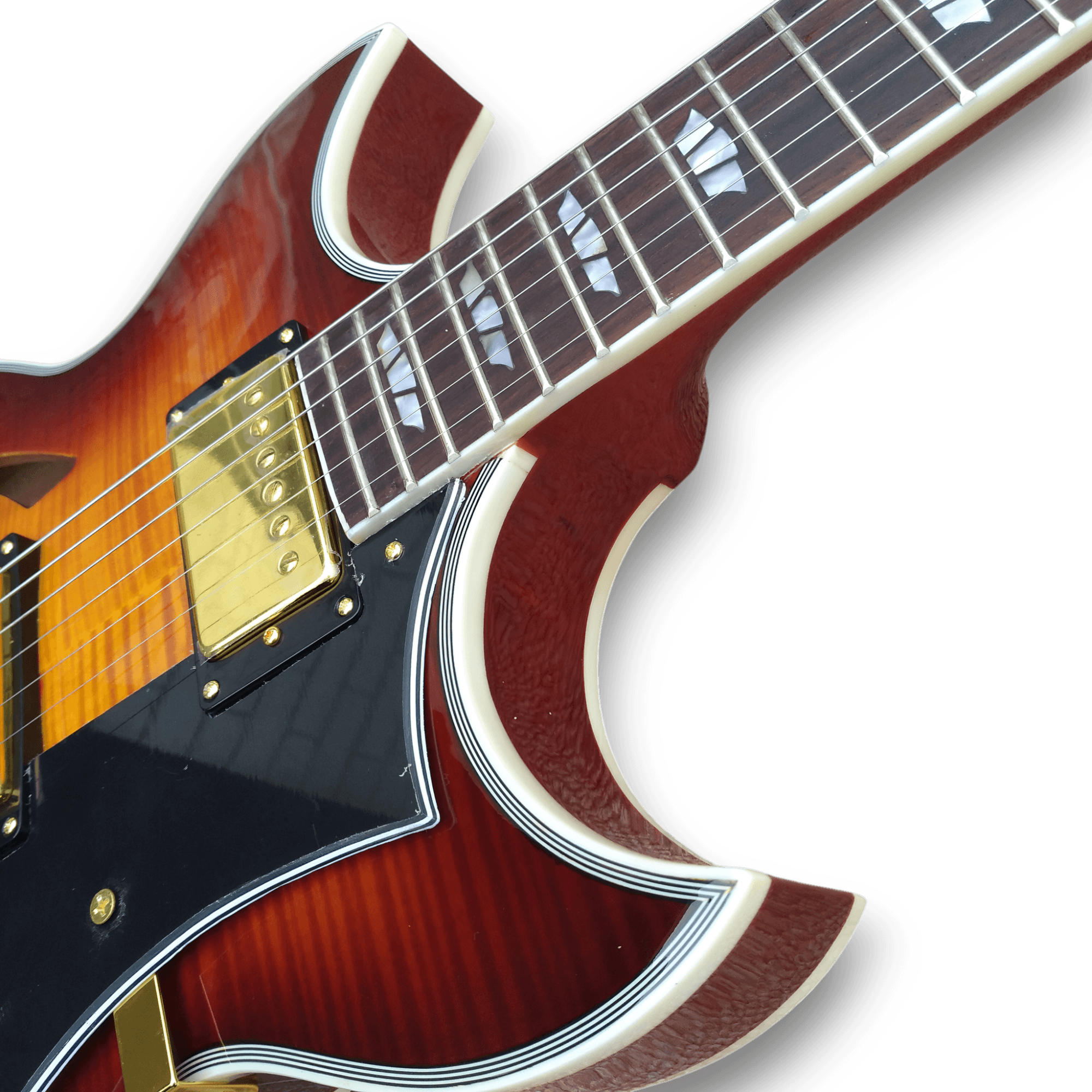 Custom Made Sunburst Johnny A Style Hollowbody Flame Maple Top 6 Strings Electric Guitar - Image 10