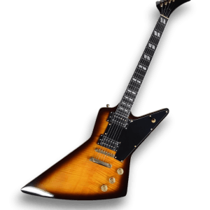 Custom Made Flame Maple Top Sunburst Explorer Style 6 Strings Electric Guitar - Image 2