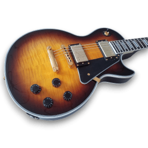 Custom Made Sunburst Flame Maple Top LP Style Electric Guitar 6 Strings - Image 3