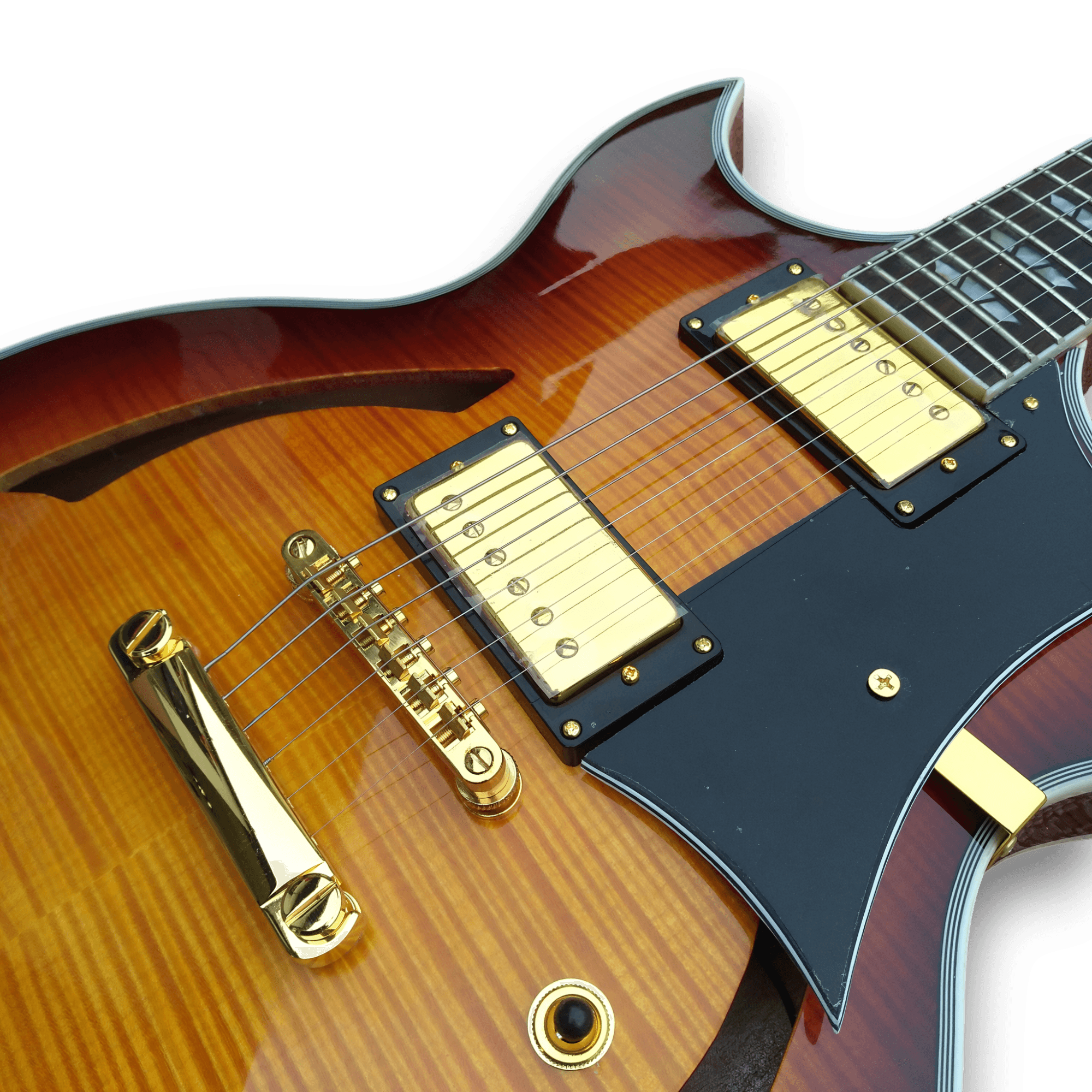 Custom Made Sunburst Johnny A Style Hollowbody Flame Maple Top 6 Strings Electric Guitar - Image 6